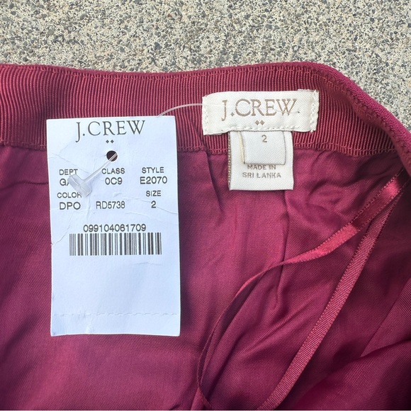 J. Crew Mini Skirt Womens 2 Burgundy High Waist Pleated - Picture 6 of 9